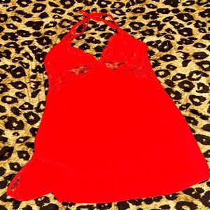 Red Lace Halter Lingerie